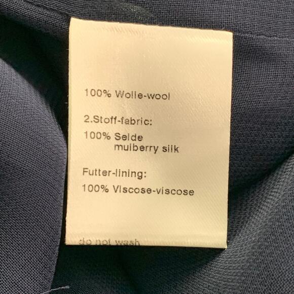 AKRIS Size 12 Navy Wool Crepe Sleeveless Knee Length Sheath Dress - Picture 6 of 7